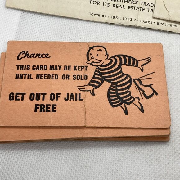 Vintage 1954 Parker Bros Monopoly Deeds Chance Missing One‎ Community Chest Card - Picture 6 of 15
